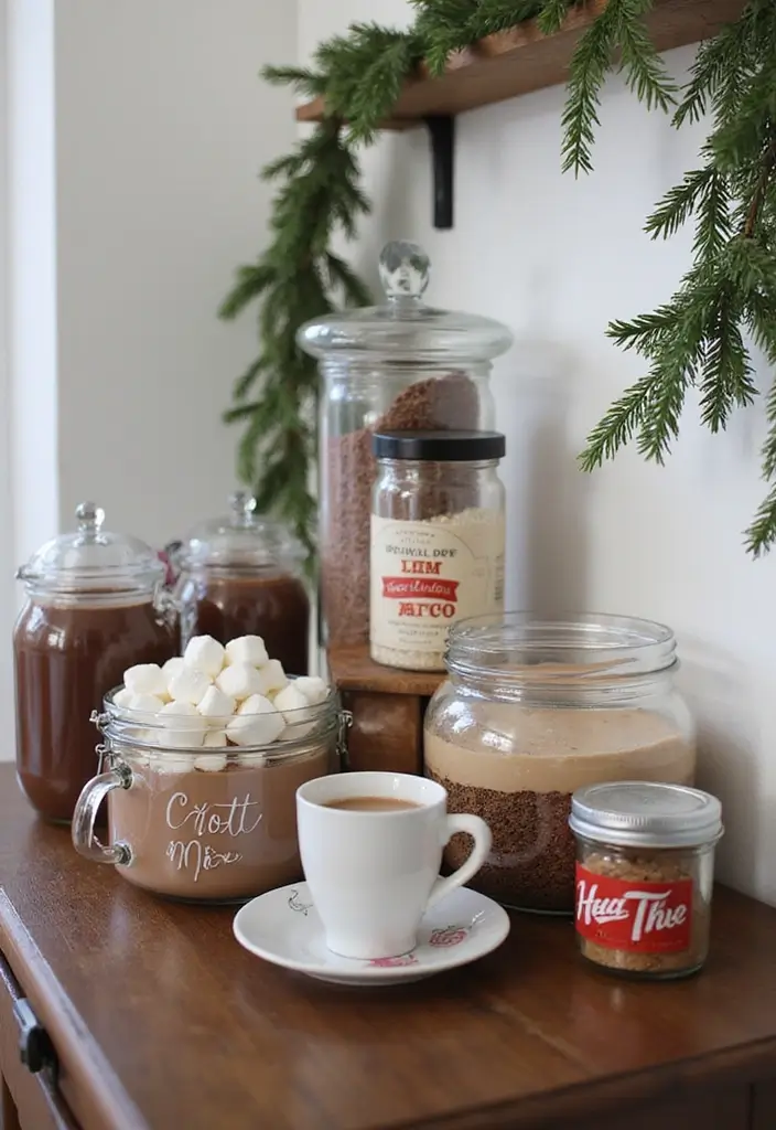 25 Christmas Guest Room Ideas That Spread Holiday Cheer - 12. A Hot Cocoa Station