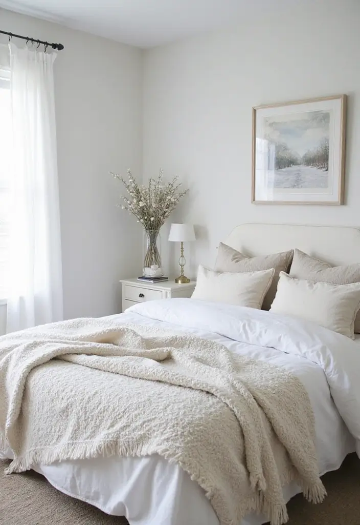 25 Christmas Guest Room Ideas That Spread Holiday Cheer - 15. Snowy White Accents