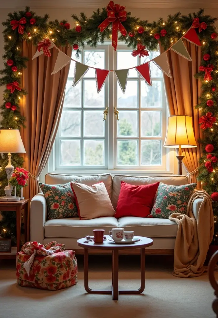 25 Christmas Guest Room Ideas That Spread Holiday Cheer - 17. Holiday Garlands and Banners