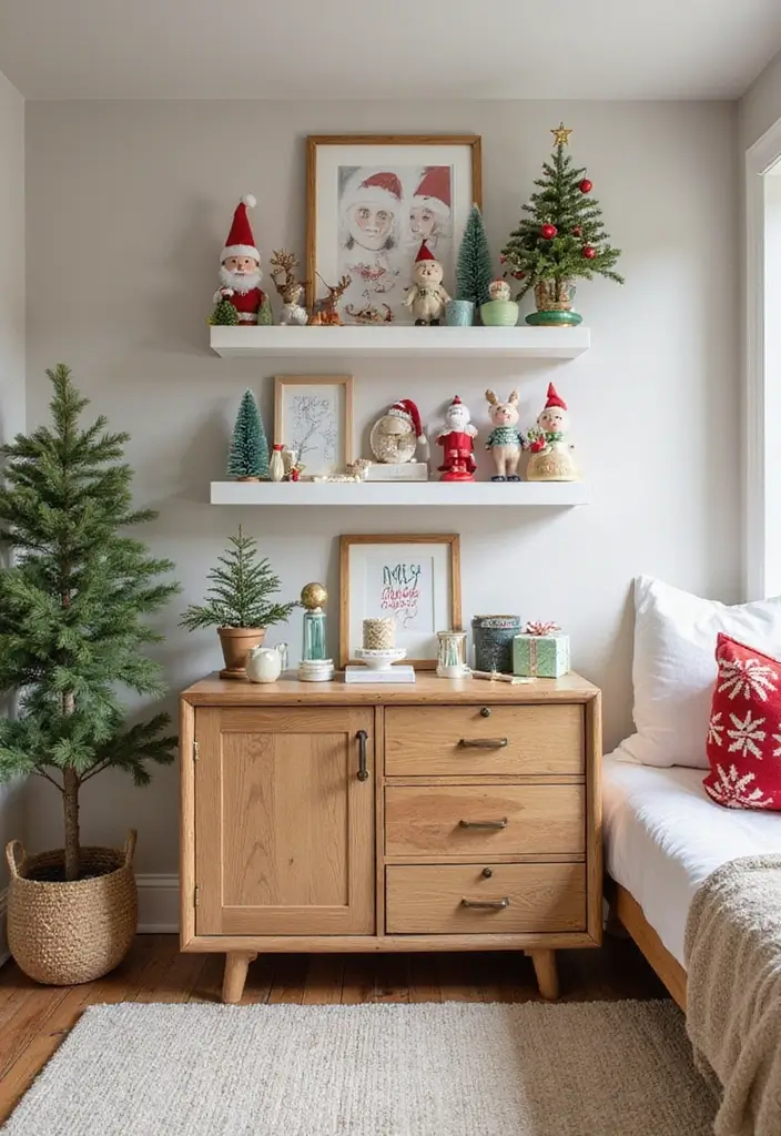 25 Christmas Guest Room Ideas That Spread Holiday Cheer - 22. Whimsical Holiday Knick-Knacks