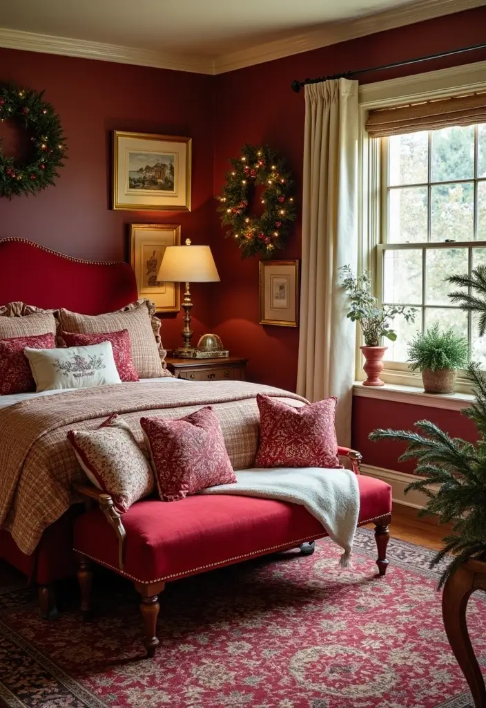 25 Christmas Guest Room Ideas That Spread Holiday Cheer - 24. Use Holiday Colors in Decor