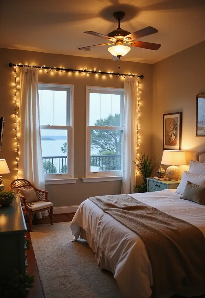 25 Coastal Guest Room Ideas That Feel Fresh and Airy - 18. Layered Lighting for Ambiance