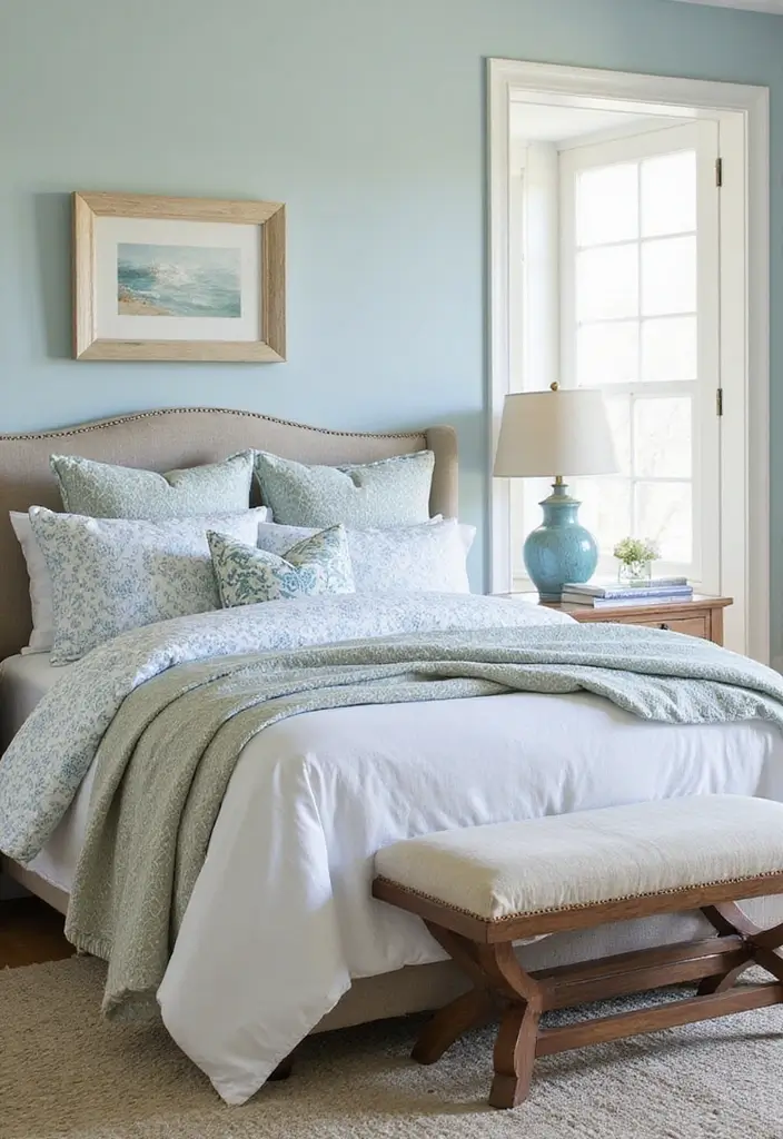 25 Coastal Guest Room Ideas That Feel Fresh and Airy - 2. Coastal Bedding for Ultimate Comfort