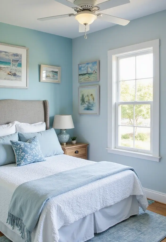 25 Coastal Guest Room Ideas That Feel Fresh and Airy - 21. Ocean-Inspired Wall Treatments