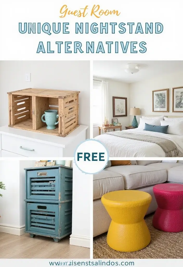 25 Cute Guest Room Ideas Guests Won’t Forget - 11. Unique Nightstands