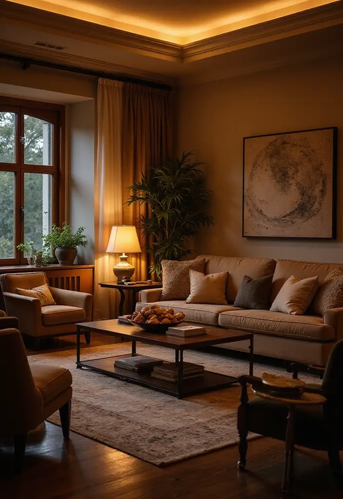 25 Guest Living Room Combo Ideas That Double the Function - 10. Layered Lighting Solutions