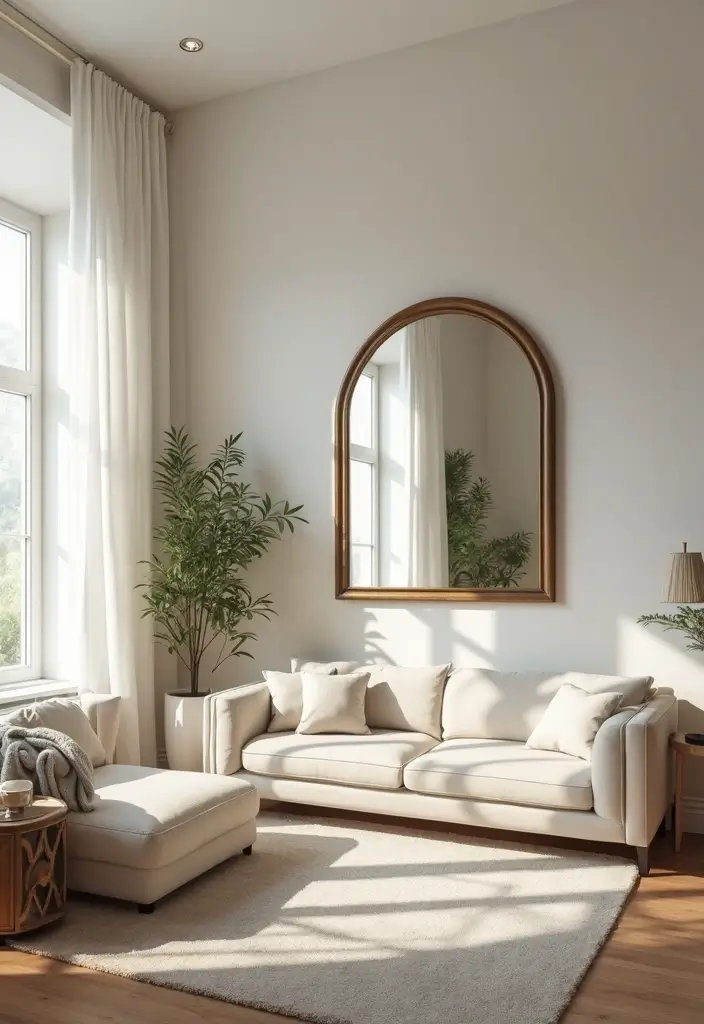 25 Guest Living Room Combo Ideas That Double the Function - 15. Mirrors to Create Illusions of Space