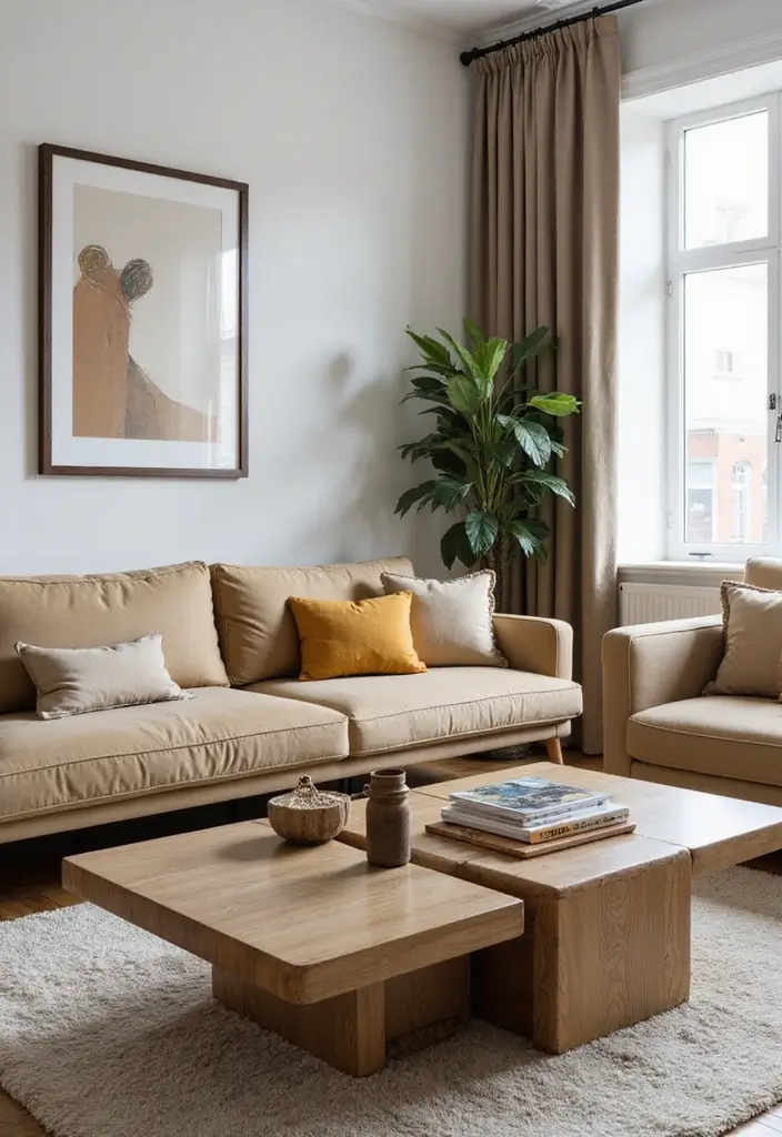 25 Guest Living Room Combo Ideas That Double the Function - 19. Unique Coffee Tables