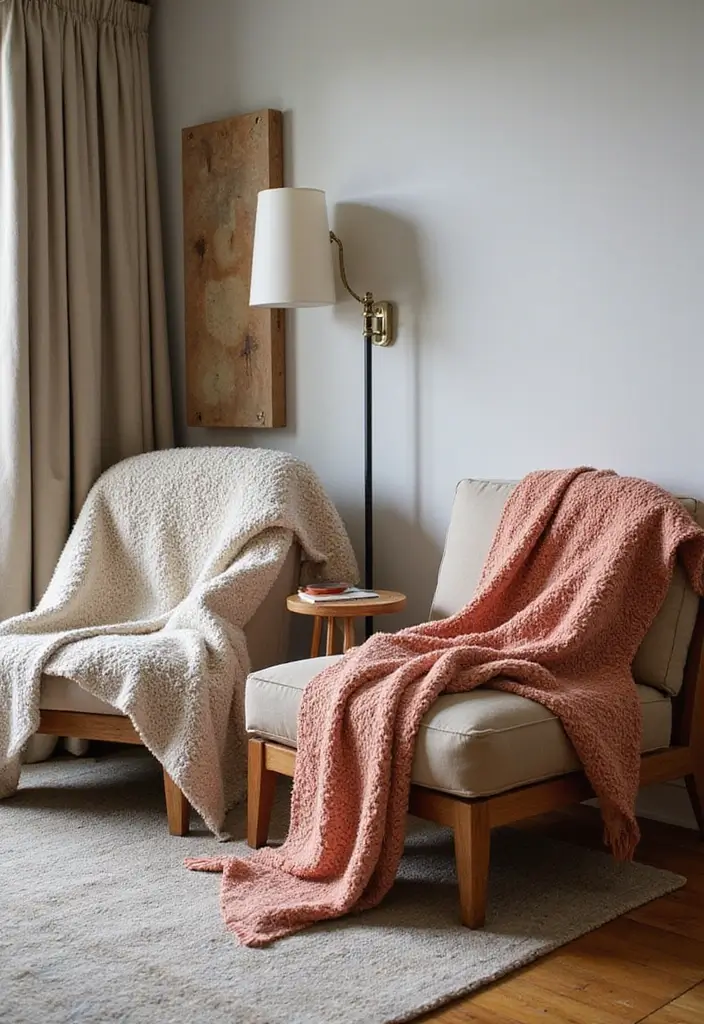 25 Guest Room Combo Ideas That Make the Space Multifunctional - 22. Cozy Throw Blankets