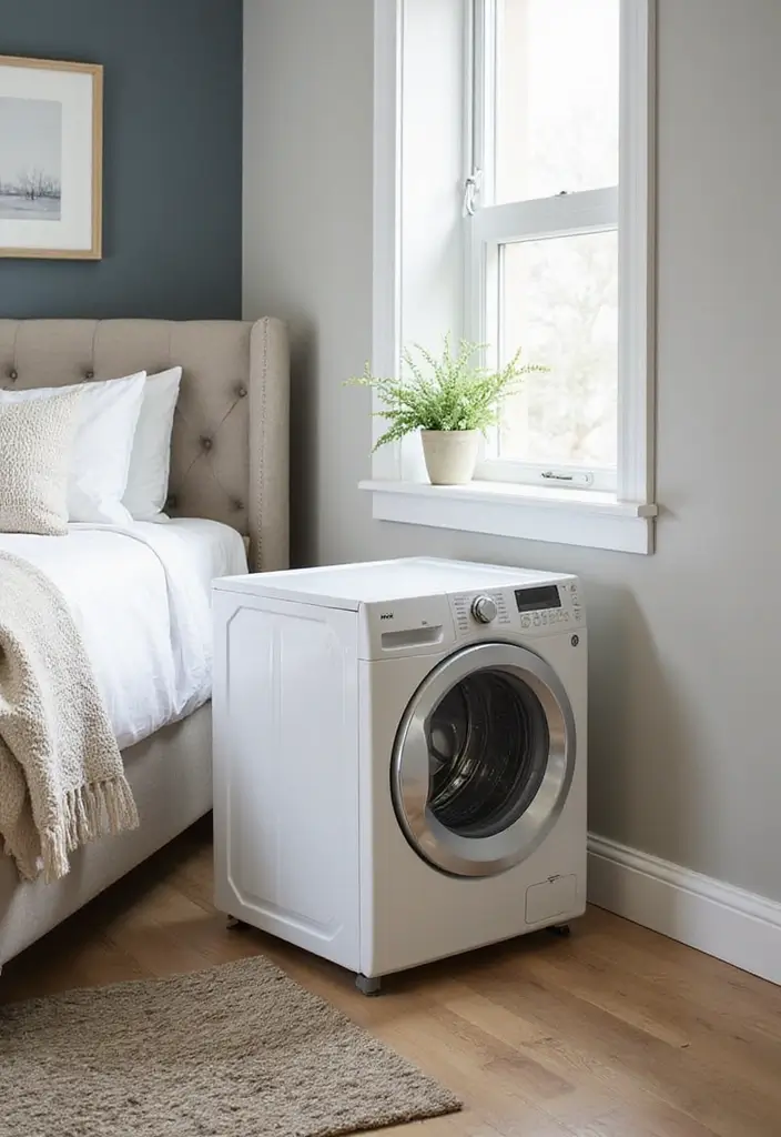 25 Guest Room Combo Ideas That Make the Space Multifunctional - 24. Compact Laundry Solutions