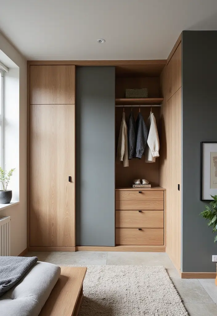25 Guest Room Combo Ideas That Make the Space Multifunctional - 6. Built-In Wardrobe with a Twist