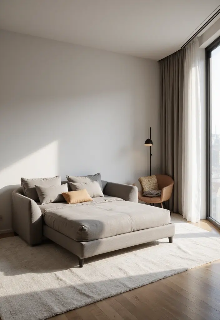 25 Guest Rooms with Sofa Beds That Look Stylish and Comfy - 5. Modern Minimalism