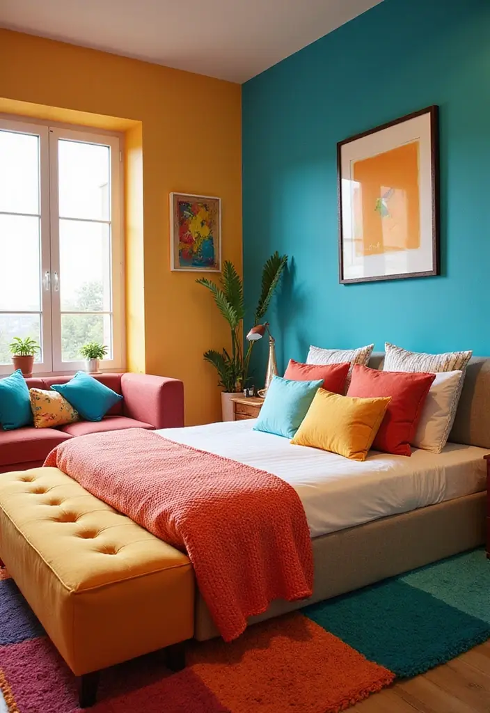 25 Guest Rooms with Sofa Beds That Look Stylish and Comfy - 8. Color Pop Accents