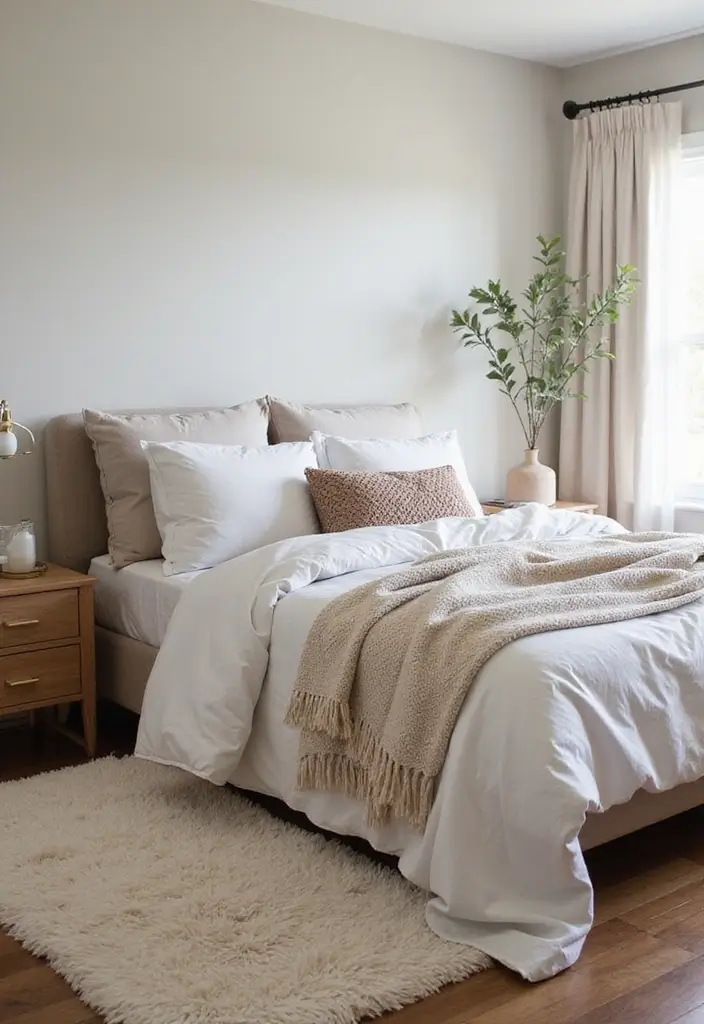 25 Minimalist Guest Room Ideas That Feel Calm and Clean - 10. Cozy Layering