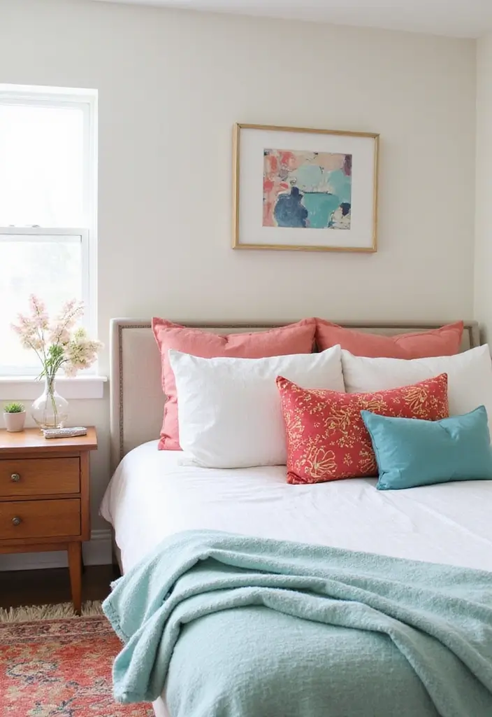 25 Simple Guest Room Designs That Guests Appreciate Most 17 25 Simple Guest Room Designs That Guests Appreciate Most - 17. Bright Accent Pieces
