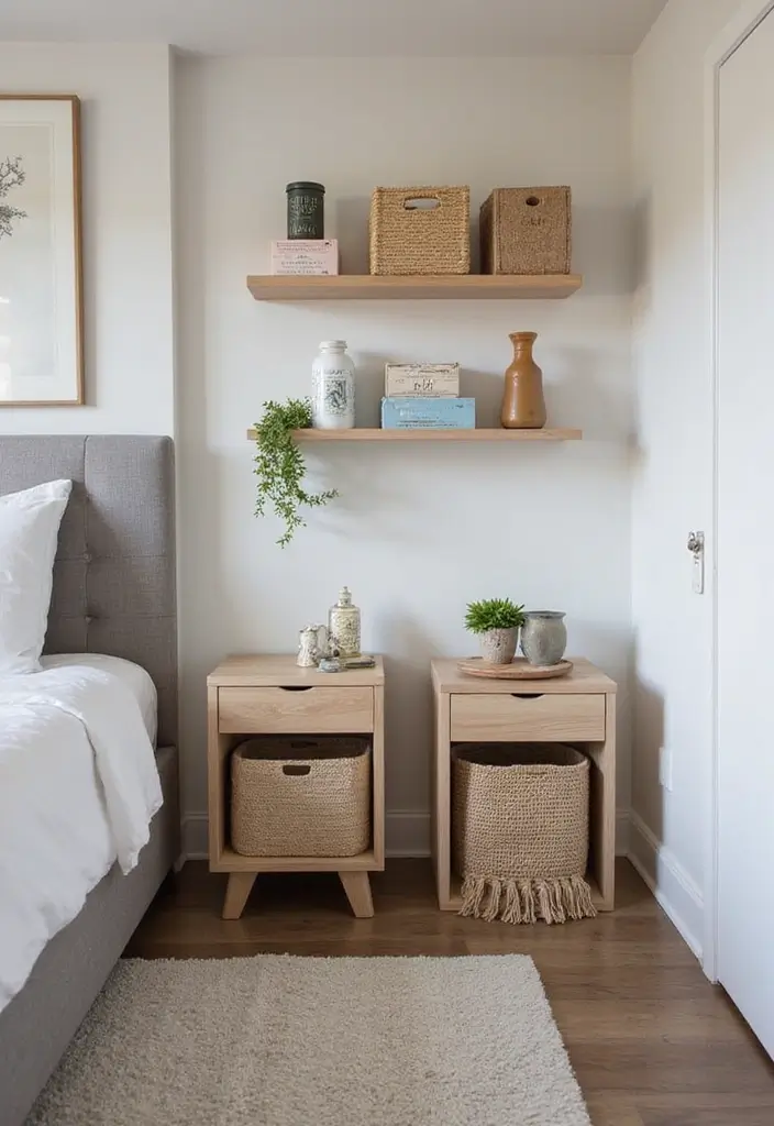 25 Tiny Guest Room Ideas That Maximize Every Inch - 19. Space-Saving Nightstands