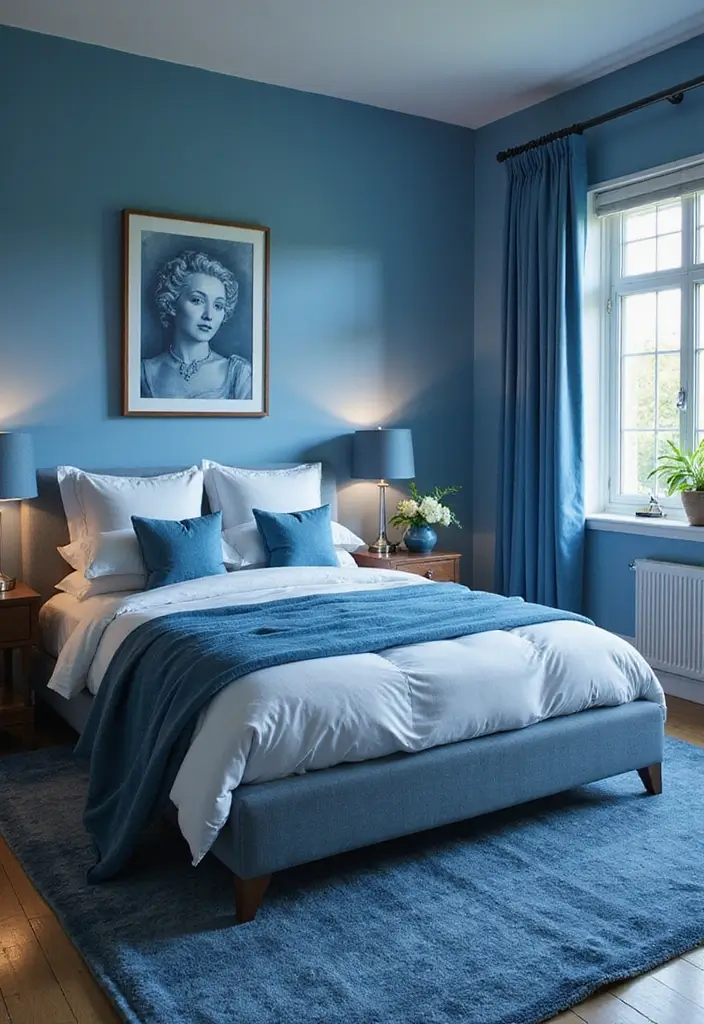 27 Blue Guest Room Designs That Feel Calm and Relaxing - 11. Monochromatic Blue