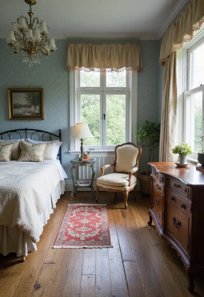 27 Blue Guest Room Designs That Feel Calm and Relaxing - 13. Vintage Coastal Charm