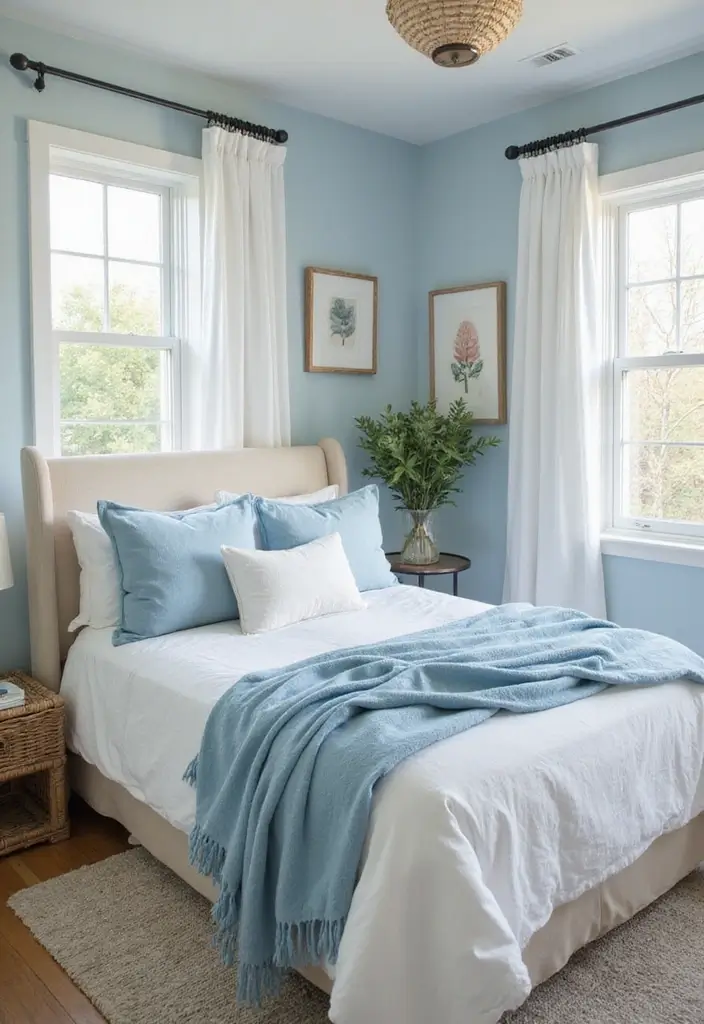 27 Blue Guest Room Designs That Feel Calm and Relaxing - 16. Calm Coastal Blues