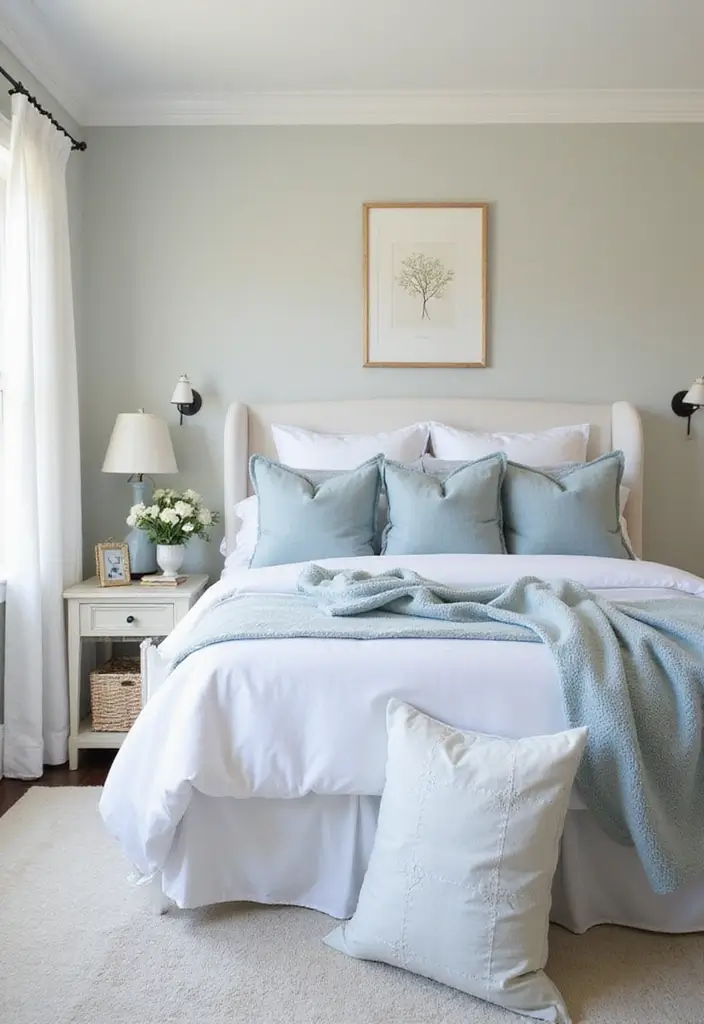 27 Blue Guest Room Designs That Feel Calm and Relaxing - 18. Gentle Blue Accents