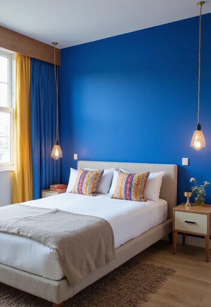 27 Blue Guest Room Designs That Feel Calm and Relaxing - 19. Bright and Bold Blues