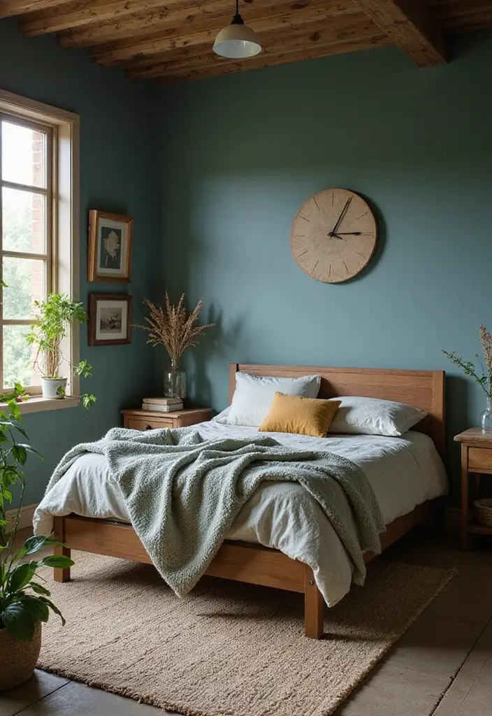27 Blue Guest Room Designs That Feel Calm and Relaxing - 24. Rustic Blue and Green