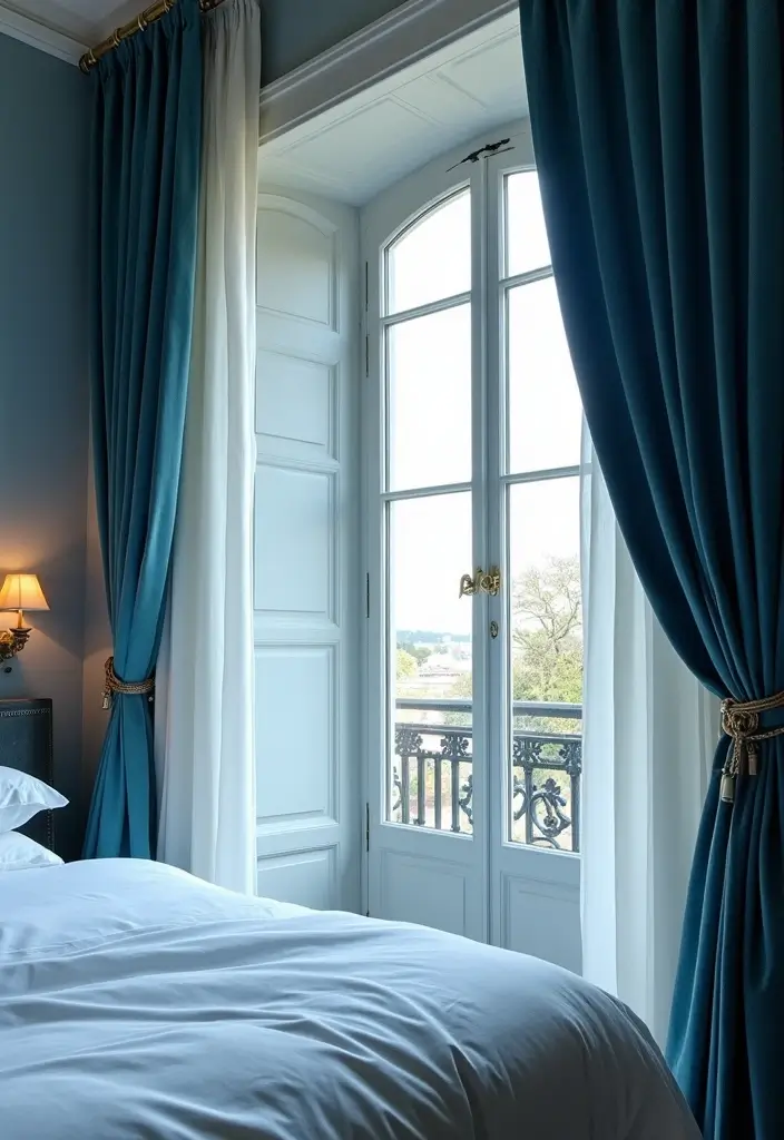 27 Blue Guest Room Designs That Feel Calm and Relaxing - 26. Elegant Blue Curtains