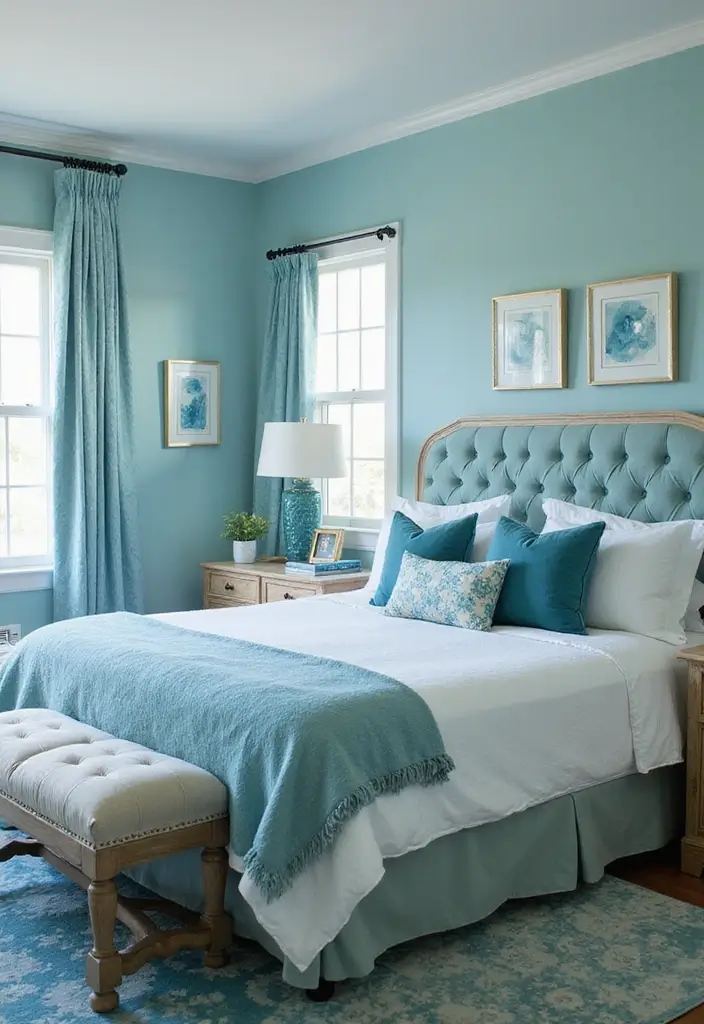 27 Blue Guest Room Designs That Feel Calm and Relaxing - 27. Inviting Ocean Hues