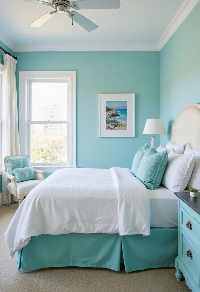 27 Blue Guest Room Designs That Feel Calm and Relaxing - 4. Aqua Dreams