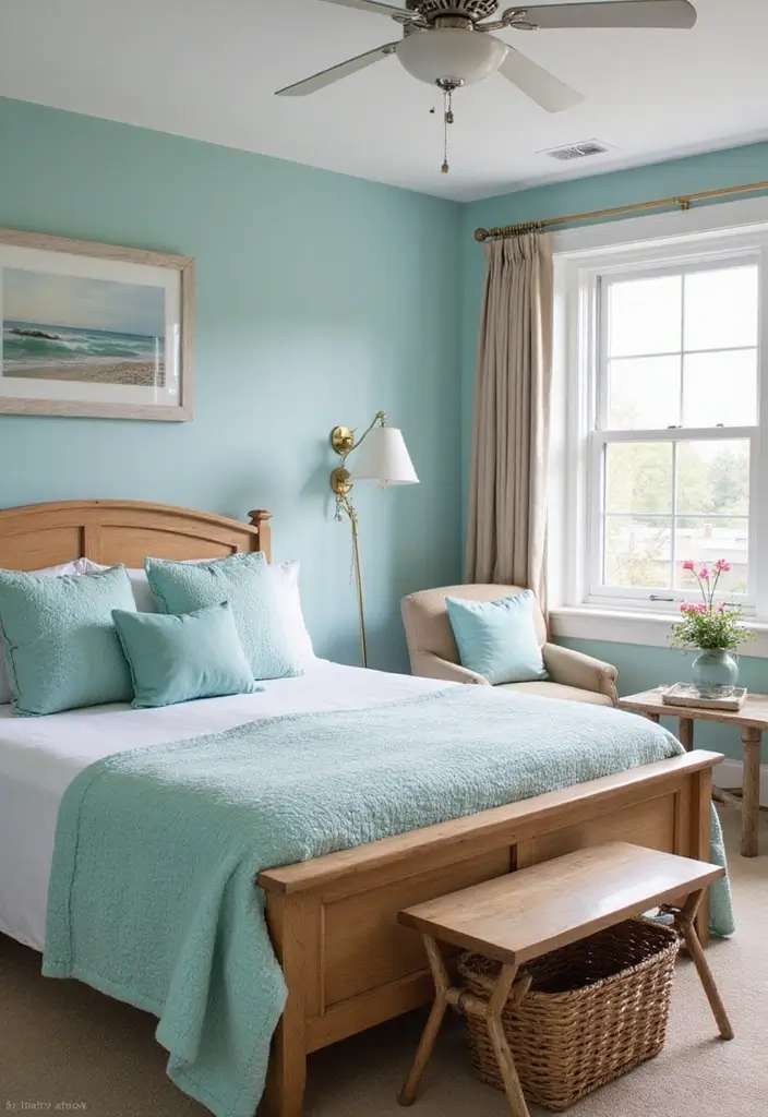 27 Blue Guest Room Designs That Feel Calm and Relaxing - 5. Tranquil Teal Escape