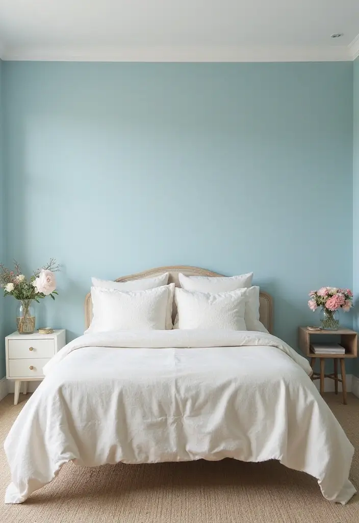 27 Blue Guest Room Designs That Feel Calm and Relaxing - 7. Pastel Paradise