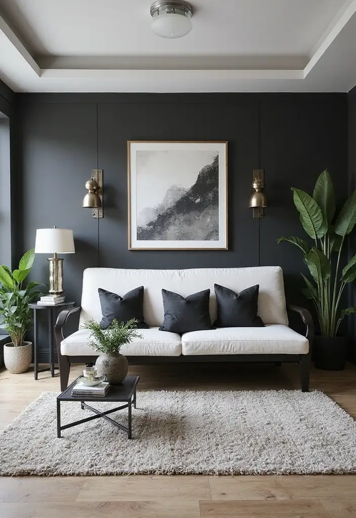 27 Futon Guest Room Inspirations That Save Space in Style - 11. Elegant Black and White