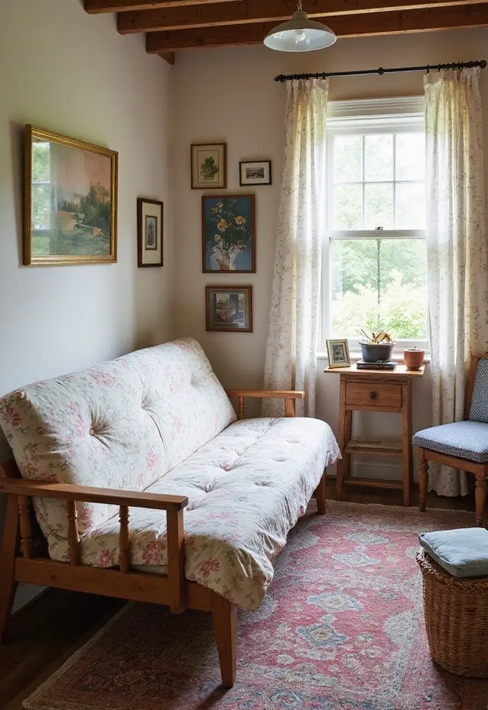 27 Futon Guest Room Inspirations That Save Space in Style - 6. Cozy Cottage Charm