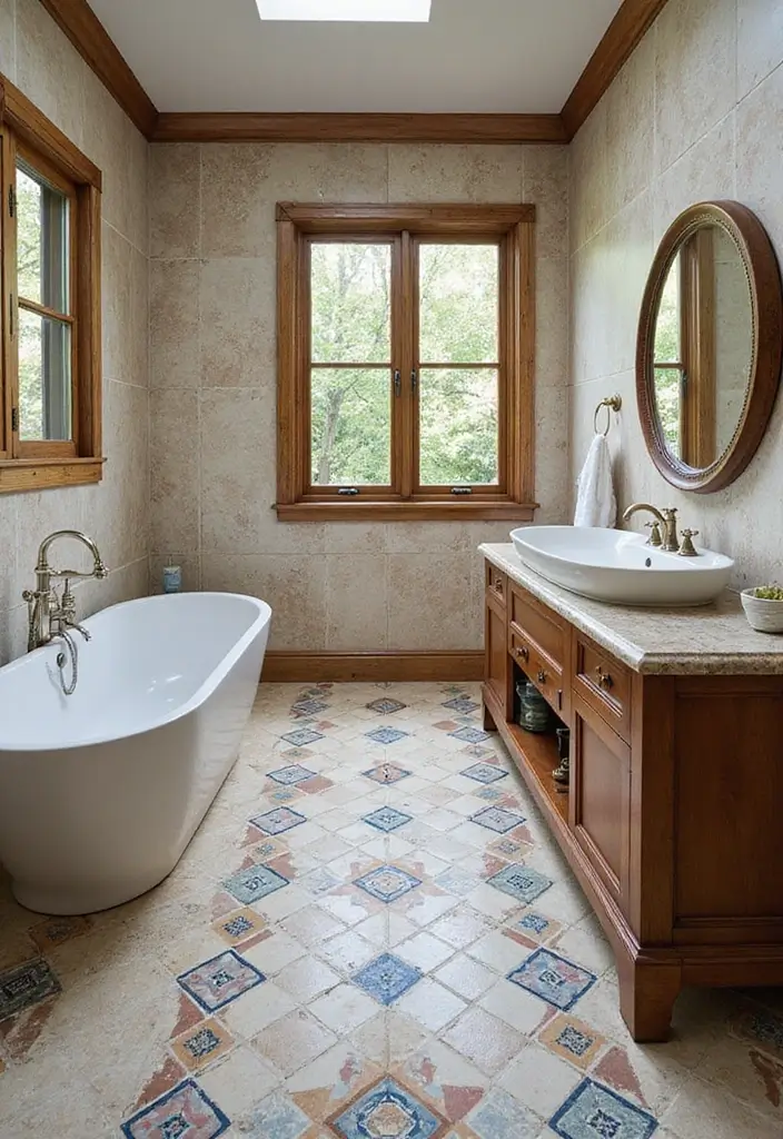 27 Guest Room Bathroom Ideas That Add Hotel-Like Luxury - 23. Artistic Tile Patterns