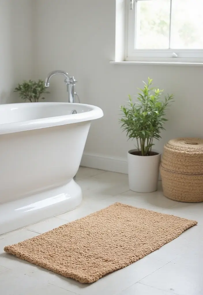 27 Guest Room Bathroom Ideas That Add Hotel-Like Luxury - 4. Eco-Friendly Bath Mats