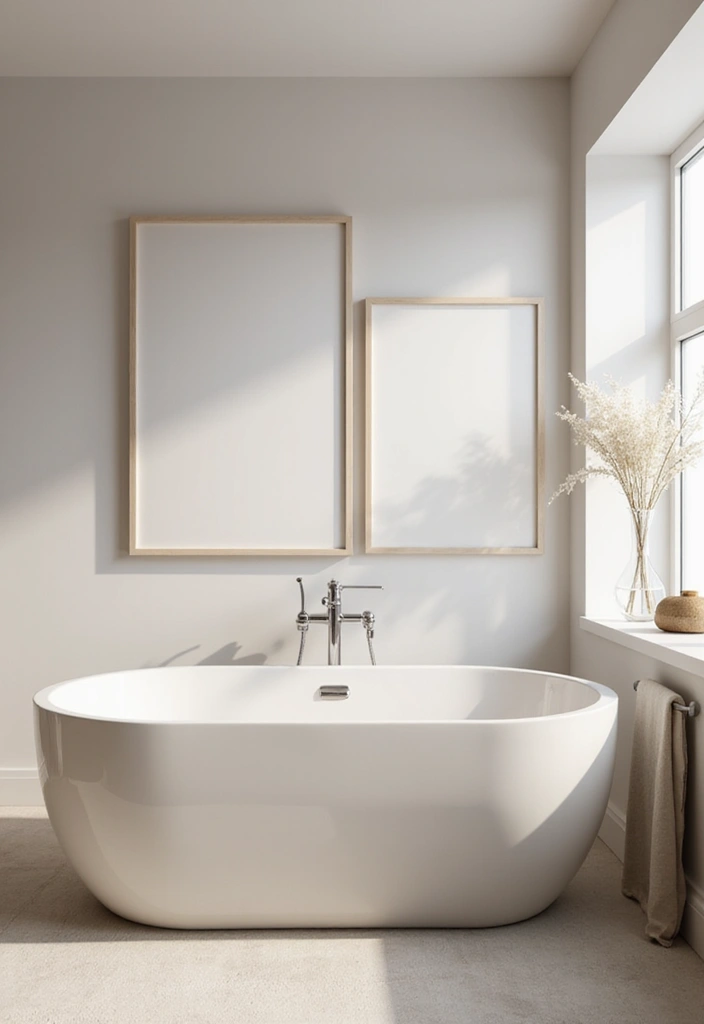27 Guest Room Bathroom Ideas That Add Hotel-Like Luxury - 5. Minimalist Wall Art