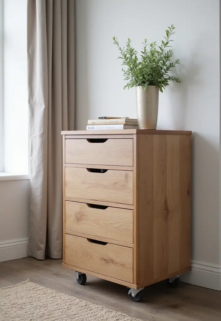 27 Guest Room Dresser Ideas That Add Storage and Style - 11. Drawer Units on Wheels