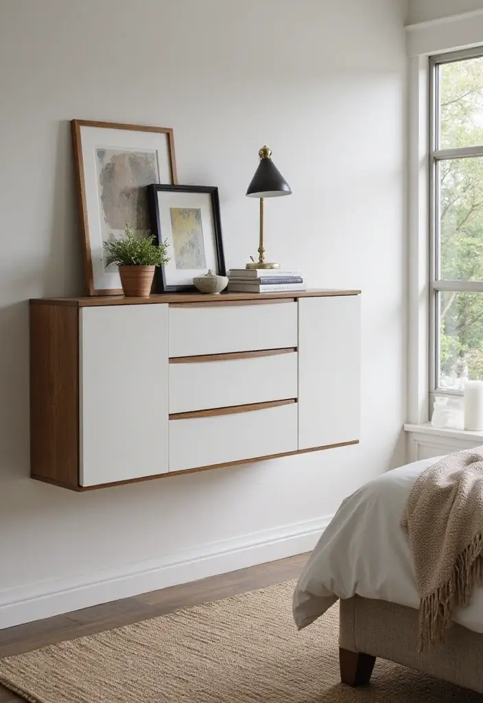 27 Guest Room Dresser Ideas That Add Storage and Style - 26. Floating Dressers