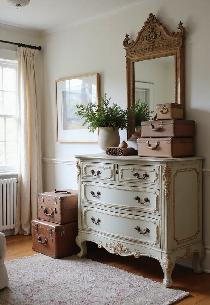 27 Guest Room Dresser Ideas That Add Storage and Style - 4. Vintage Chic