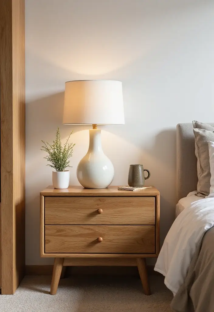 27 Guest Room Nightstand Ideas That Add Function and Style - 1. Minimalist Wood Nightstand