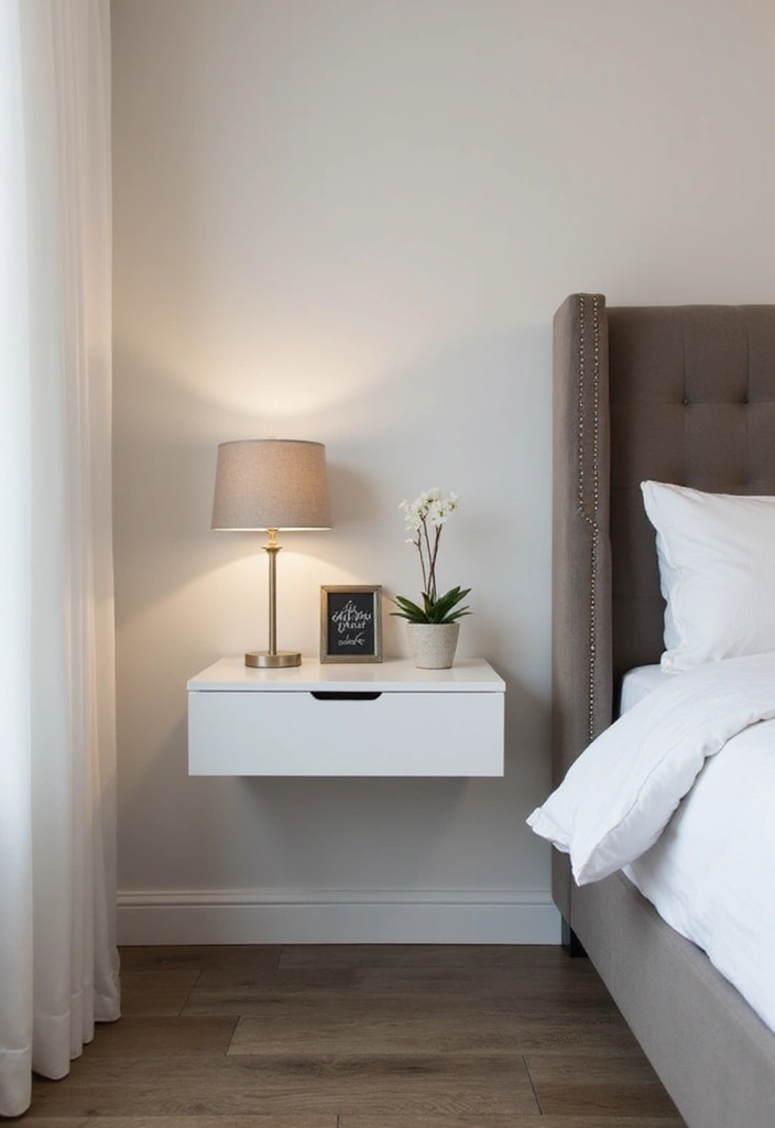 27 Guest Room Nightstand Ideas That Add Function and Style - 3. Floating Nightstand