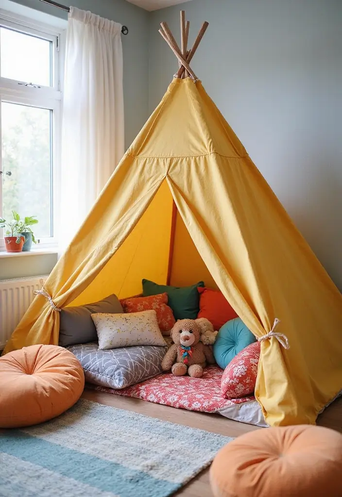 27 Guest Room Playroom Combo Designs That Work Brilliantly - 7. Playful Tent or Canopy