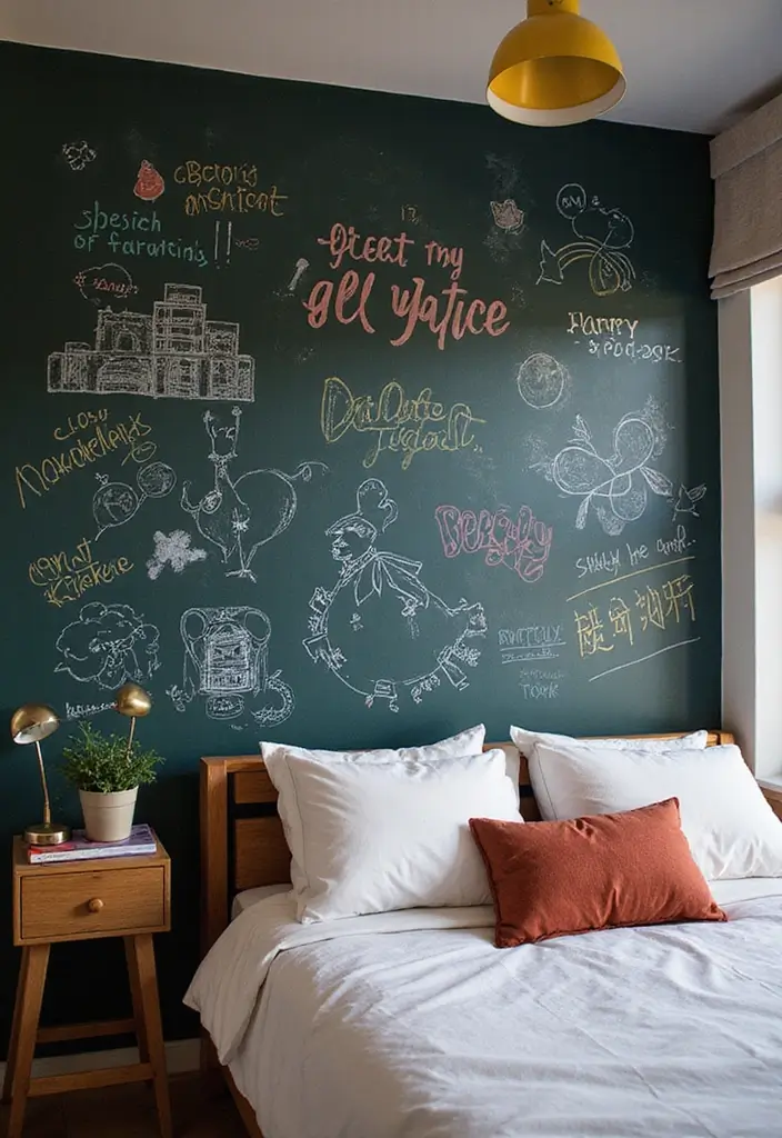 27 Guest Room Playroom Combo Designs That Work Brilliantly - 8. Interactive Chalkboard Walls