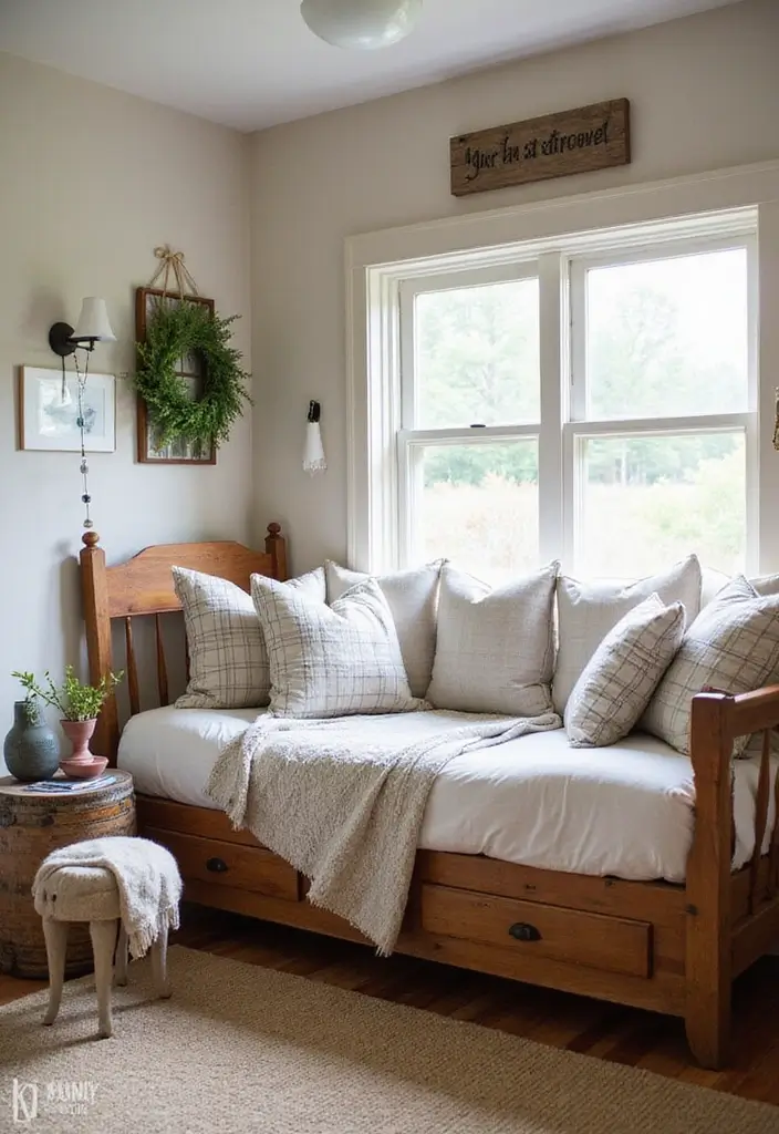 27 Guest Rooms with Daybeds That Feel Inviting and Neat - 11. Farmhouse Flair with a Daybed