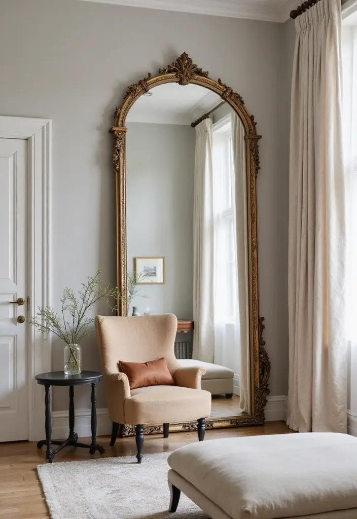 27 Mid-Century Modern Guest Room Ideas That Look Retro Chic - 11. Statement Mirrors