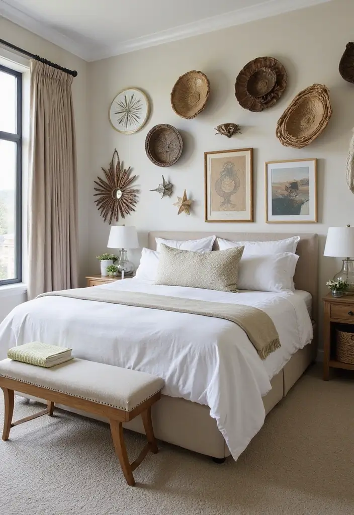 27 Mid-Century Modern Guest Room Ideas That Look Retro Chic - 14. Unique Wall Art
