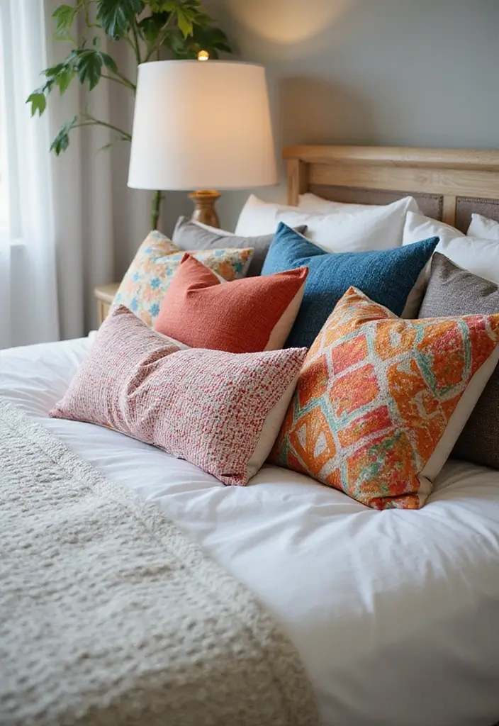 27 Mid-Century Modern Guest Room Ideas That Look Retro Chic - 16. Functional Throw Pillows