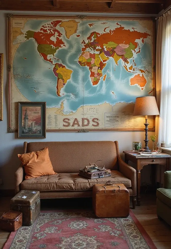 27 Vintage Guest Room Designs Full of Nostalgic Charm - 10. Vintage Travel Themes