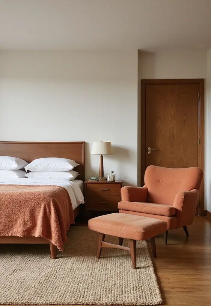 27 Vintage Guest Room Designs Full of Nostalgic Charm - 2. Mid-Century Modern Furniture