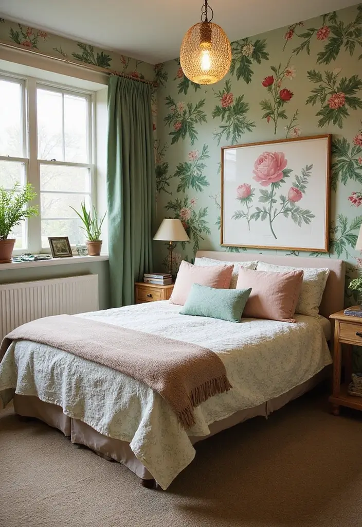 27 Vintage Guest Room Designs Full of Nostalgic Charm - 21. Vintage Garden Themes